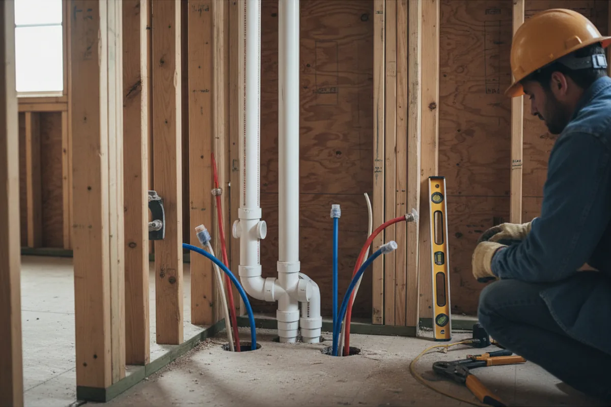 Drain and supply rough-in during Leak Detection in Okeechobee